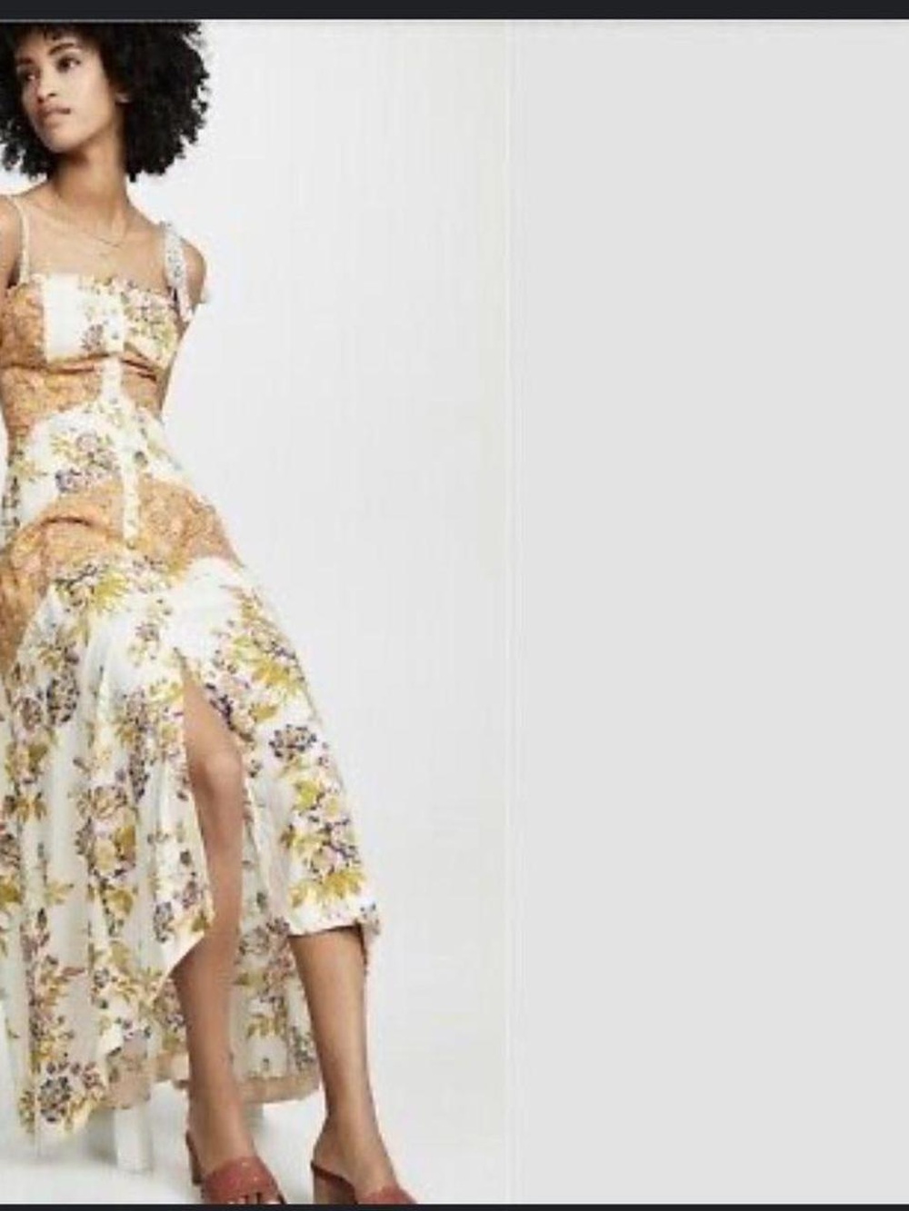 Free People Cream Maxi Dress with Mustard and Lilac Floral - Picture 5 of 8